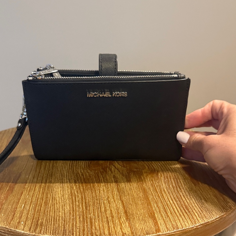 Michael Kors Black Leather Wristlet